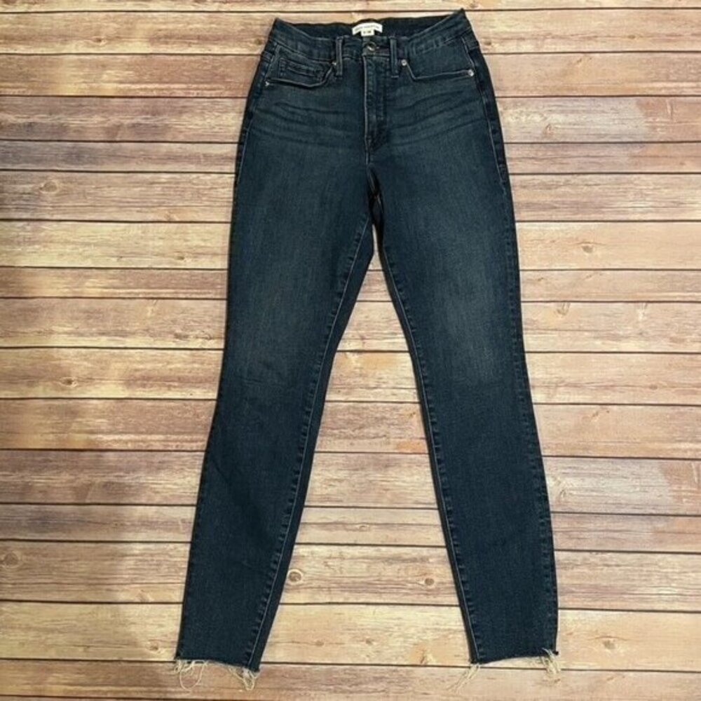 Good American Size 6 / 28 Good Legs High Rise Skinny Jeans Blue653 Chewed Hem